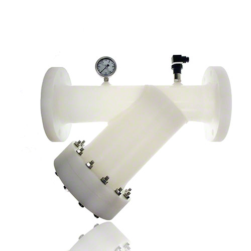 Schr&auml;gsitzschmutzf&auml;nger aus PVDF mit FPM Dichtungen