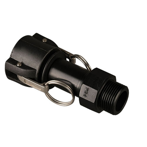 PE-el Gewindenippel mit Camlock-Mutterteil, elektrisch leitf&auml;hig, EPDM Dichtung