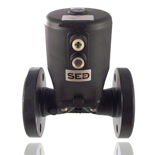 2/2-Wege-Metallflansch-Membranventil, Funktion DA, Steuerluftanschluss 90&deg; zum Durchfluss