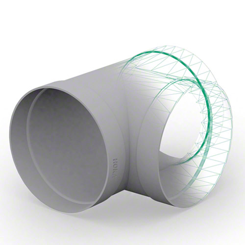 PVDF T-St&uuml;ck mit Muffen, Abgang 90&deg;