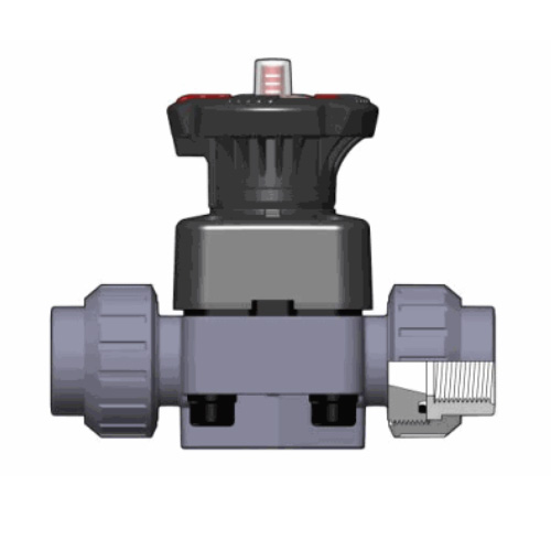 PVC-U Membranventil DK DIALOCK&reg;, Verschraubung mit Gewindemuffe, EPDM Ausf&uuml;hrung
