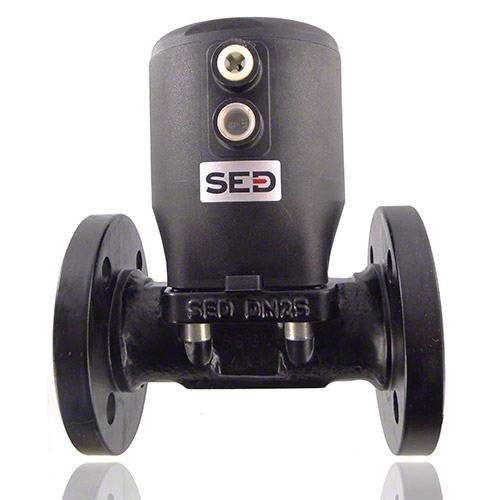 2/2-Wege-Metallflansch-Membranventil, Funktion NC, Steuerluftanschluss 90&deg; zum Durchfluss